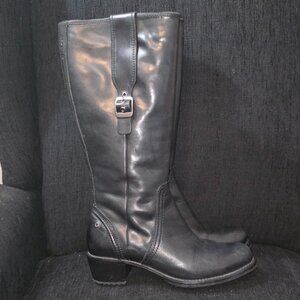 Red Wing Women's Black Leather Knee High Buckle Zip Riding Boots Size 7.5D